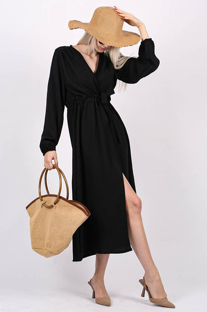 Black Long Pareo Women's Dress MG1674