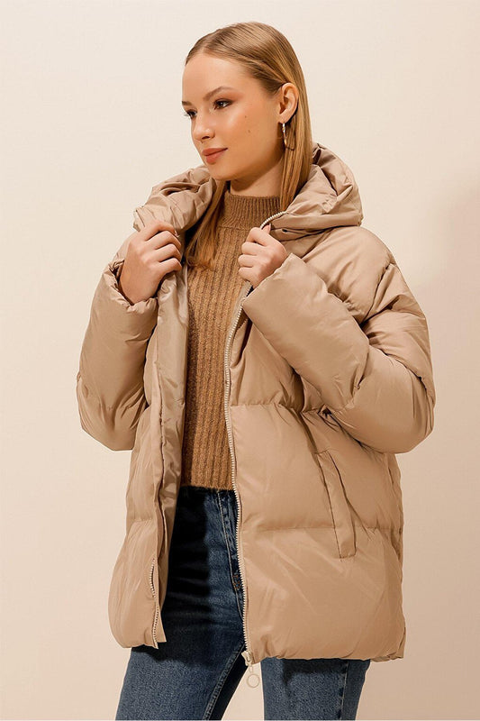 Hooded Coat with Pockets