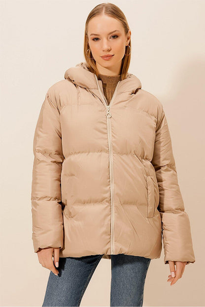 Hooded Coat with Pockets