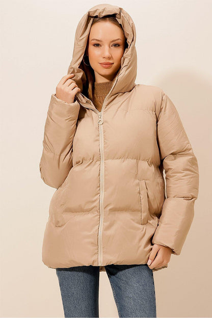 Hooded Coat with Pockets