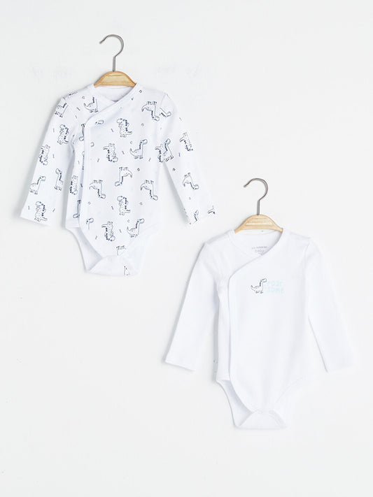 Envelope Collar Long Sleeve Printed Baby Boy Snap-On Bodysuit 2-Piece