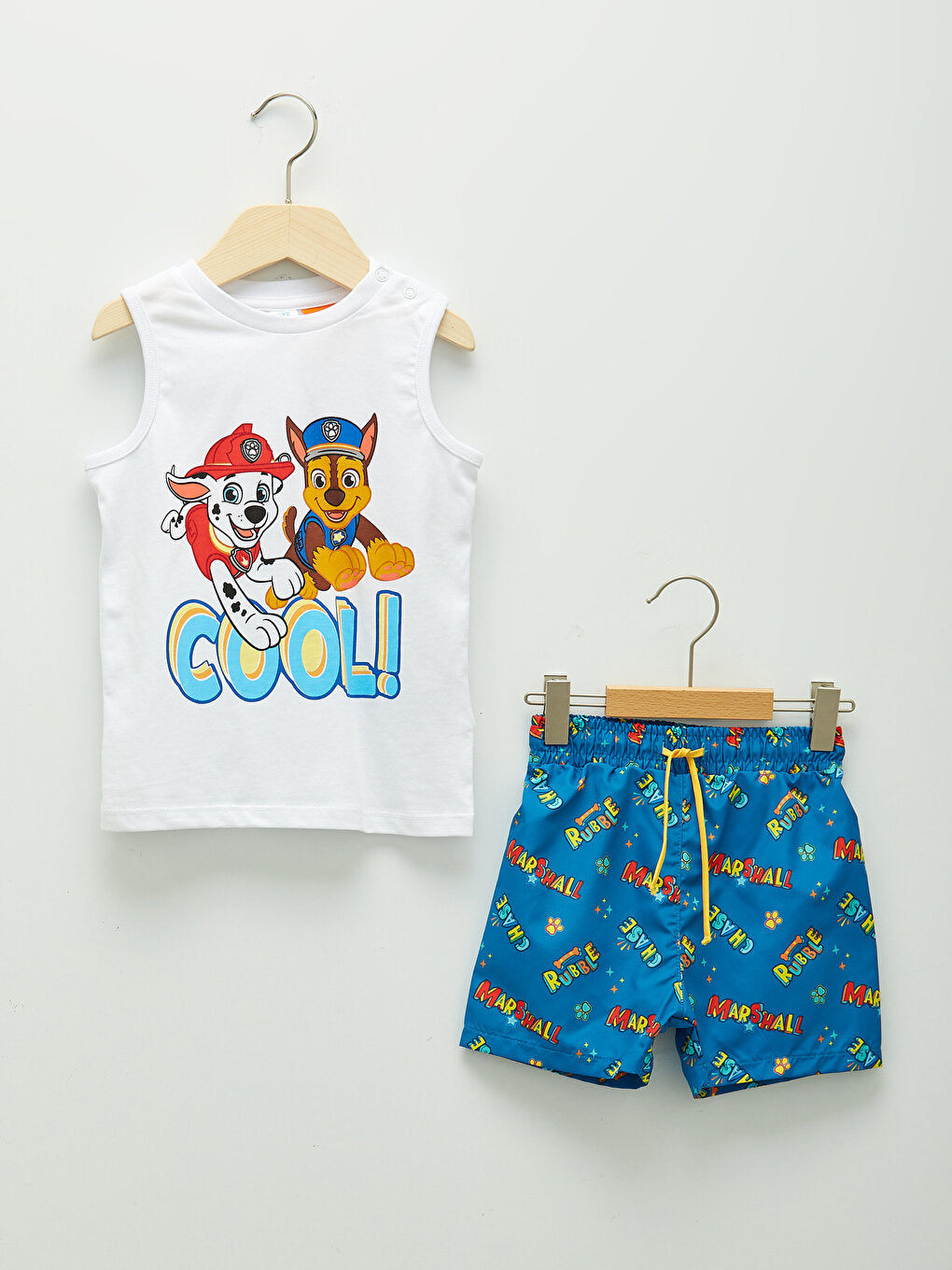 Crew Neck Paw Patrol Printed Baby Boy Mesh Detailed Swimming Suit