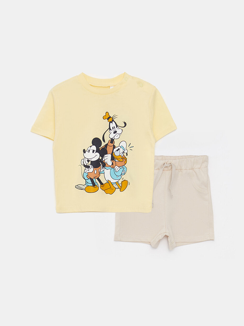 Crew Neck Short Sleeve Mickey Mouse Printed Baby Boy T-Shirt and Shorts 2-Piece Set