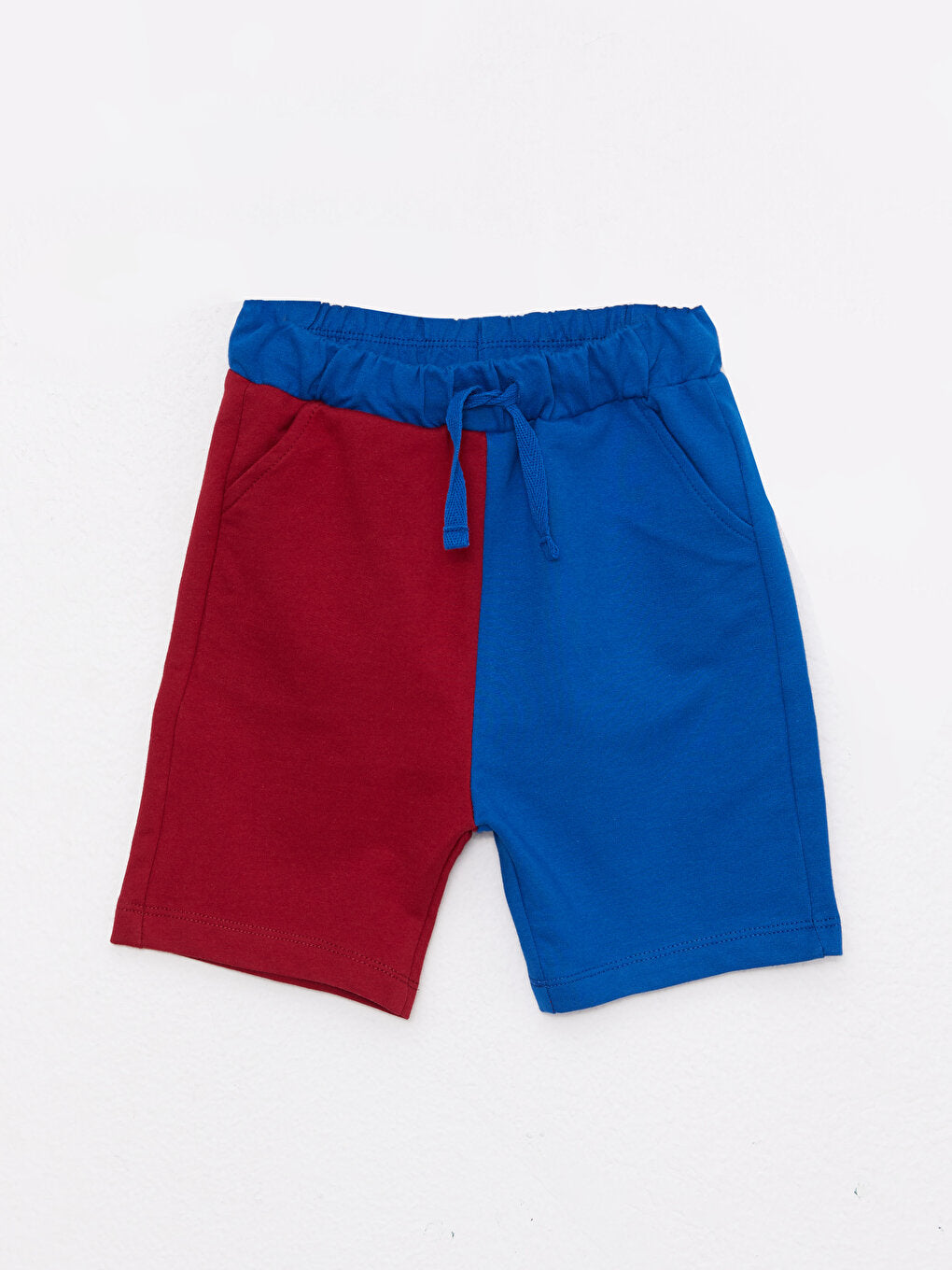 Color Blocked Cotton Baby Boy Shorts with Elastic Waist