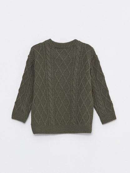 Crew Neck Self-Patterned Baby Boy Knitwear Sweater