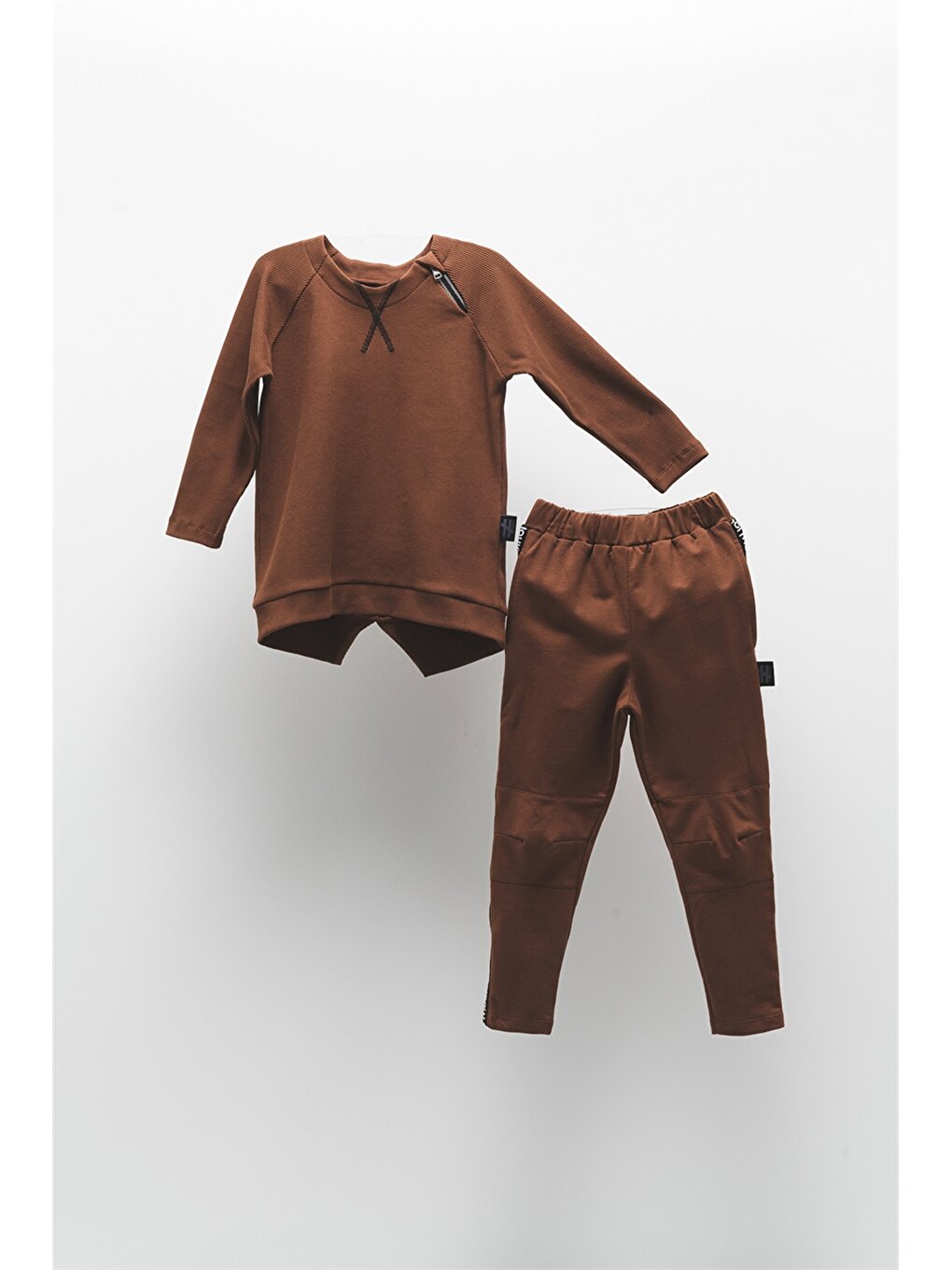 Crew Neck Long Sleeve Basic Unisex Baby 2-Piece Set