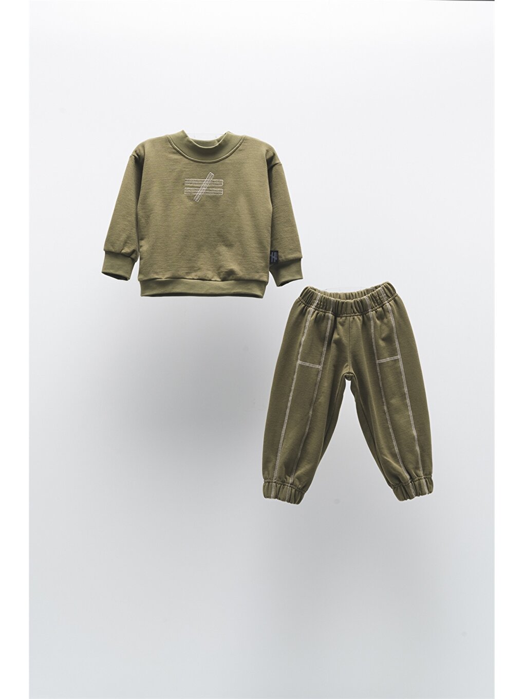 Crew Neck Long Sleeve Basic Unisex Baby 2-Piece Set