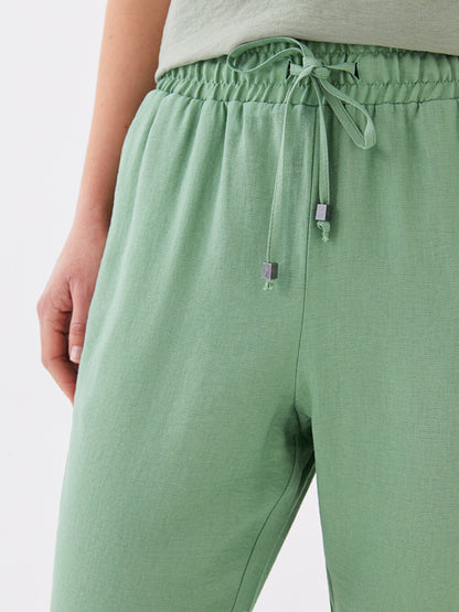 Carrot Cut Women's Trousers with Elastic Waist