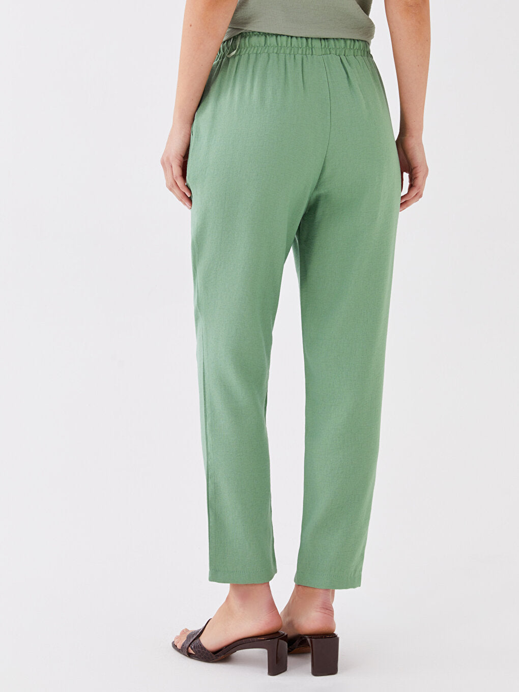 Carrot Cut Women's Trousers with Elastic Waist