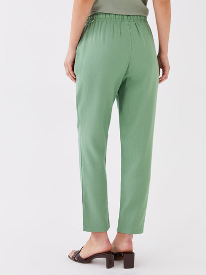 Carrot Cut Women's Trousers with Elastic Waist