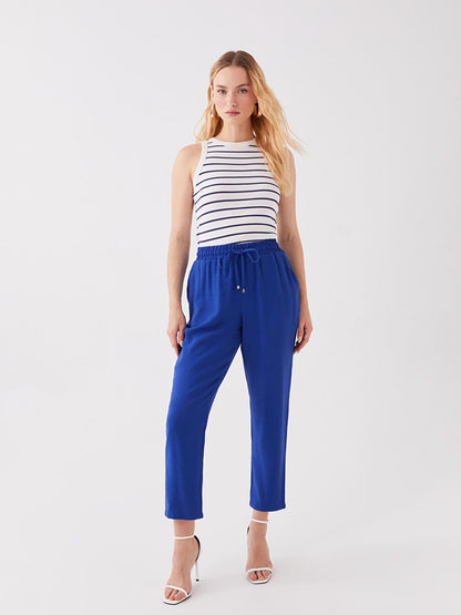 Carrot Cut Women's Trousers with Elastic Waist