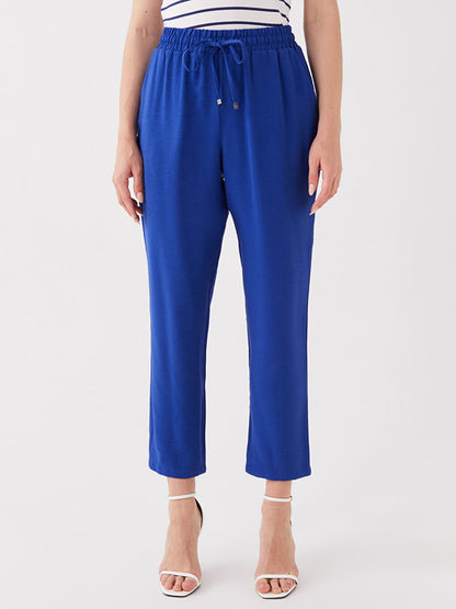 Carrot Cut Women's Trousers with Elastic Waist