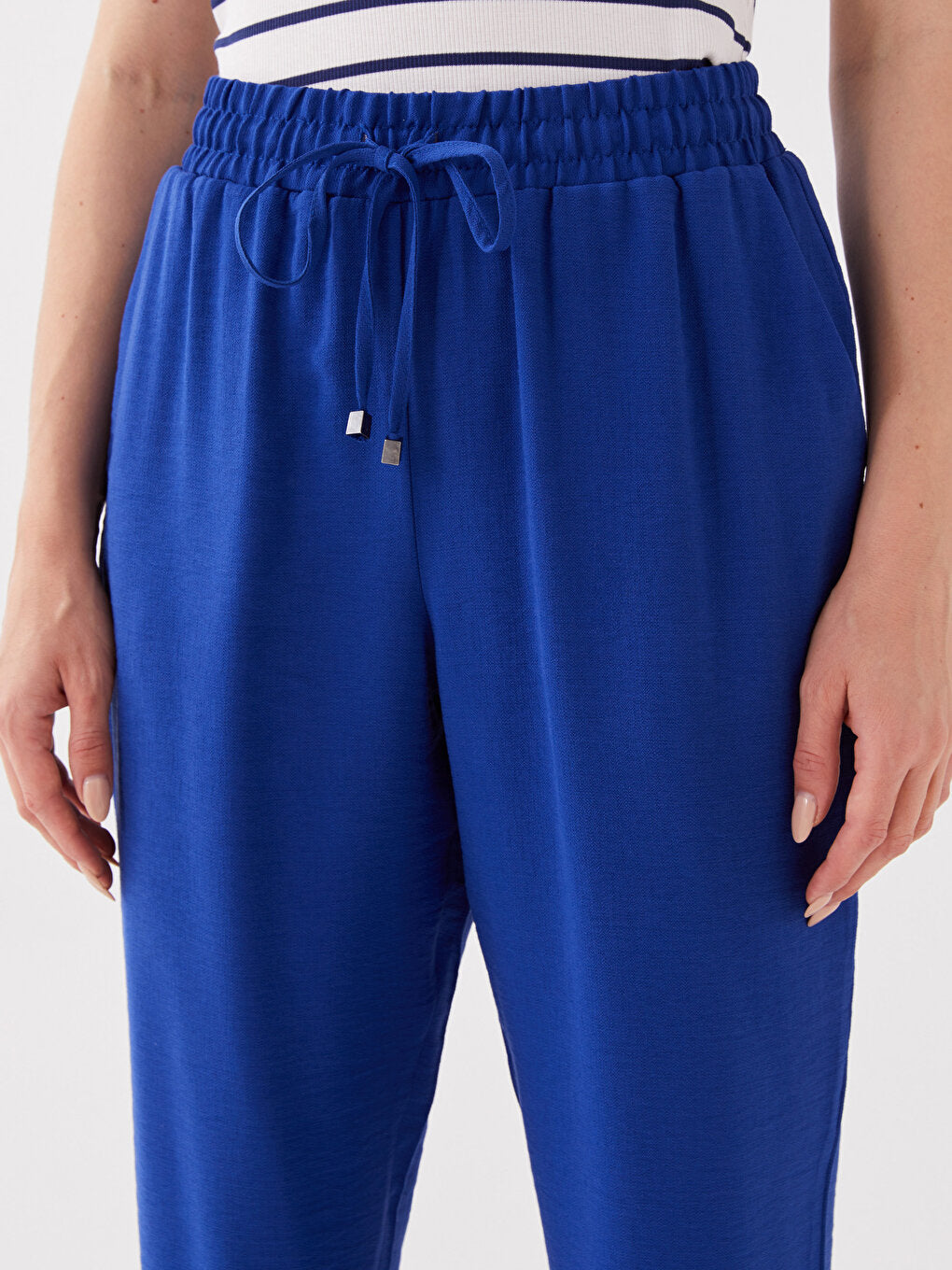 Carrot Cut Women's Trousers with Elastic Waist