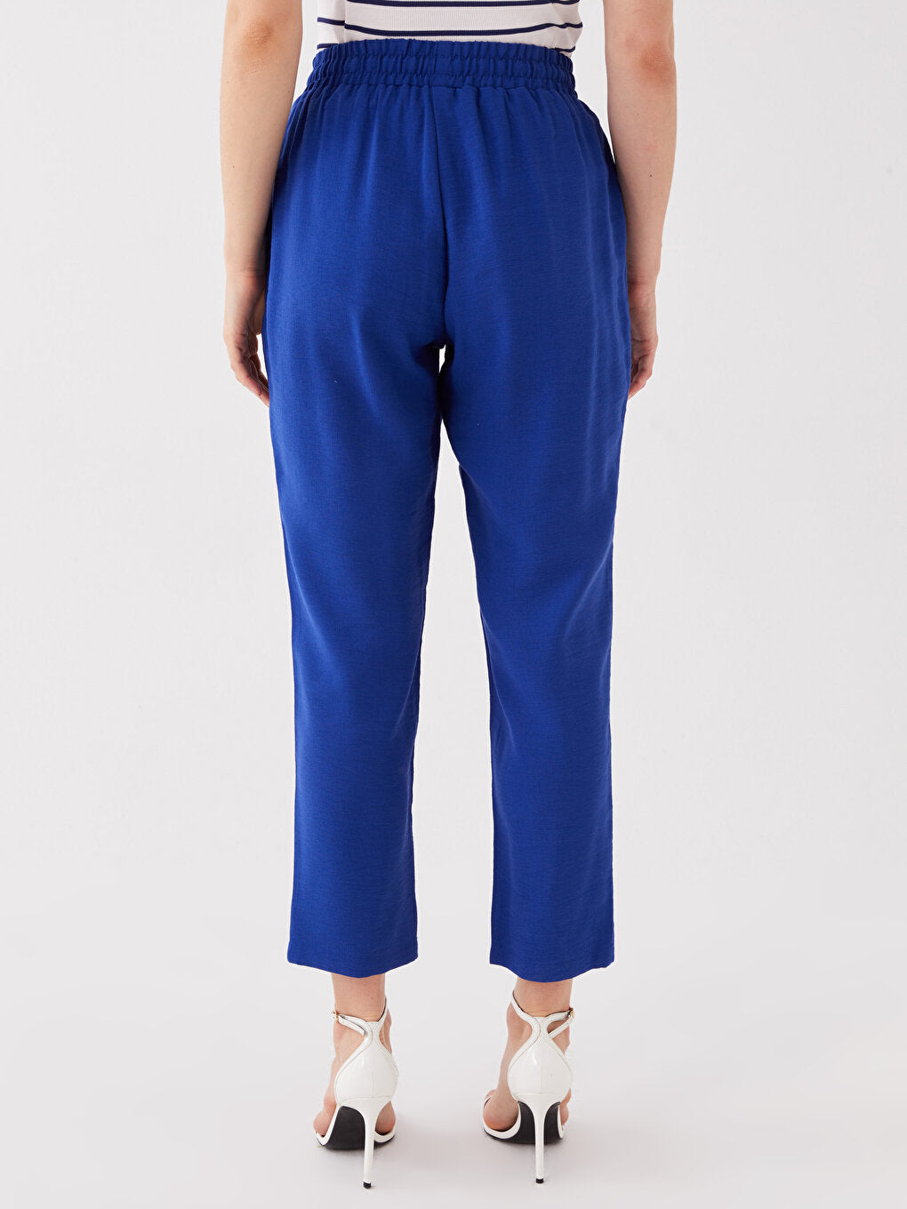 Carrot Cut Women's Trousers with Elastic Waist