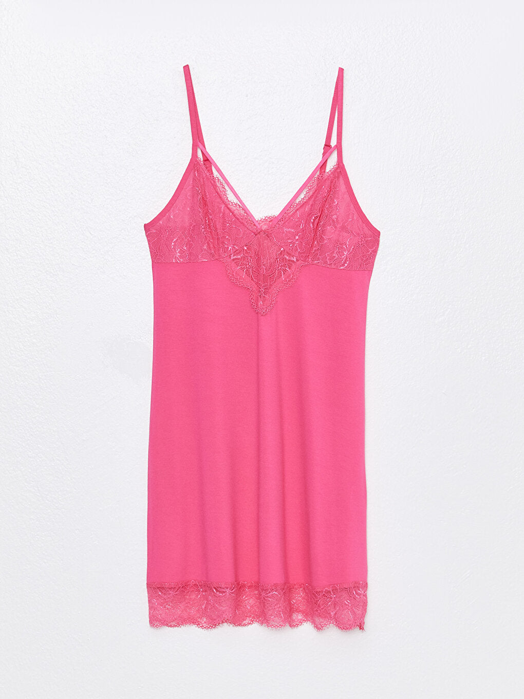 V-Neck Lace Detailed Strappy Women's Nightgown