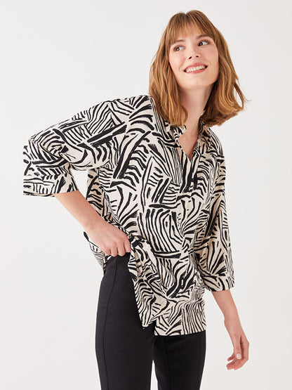 Patterned Oversize Women's Shirt