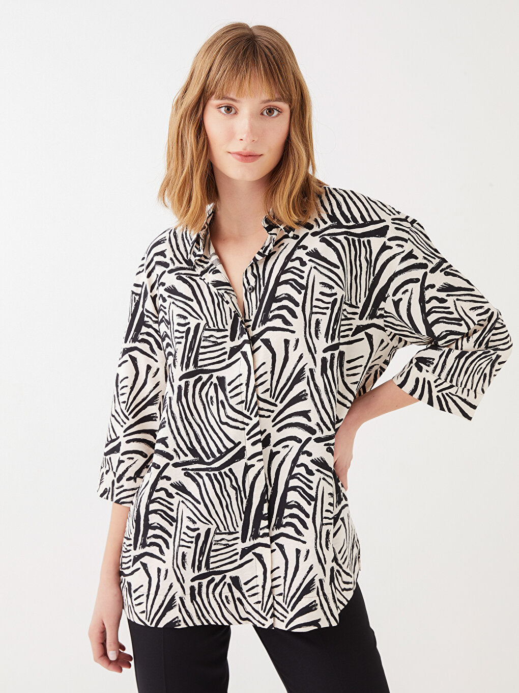 Patterned Oversize Women's Shirt