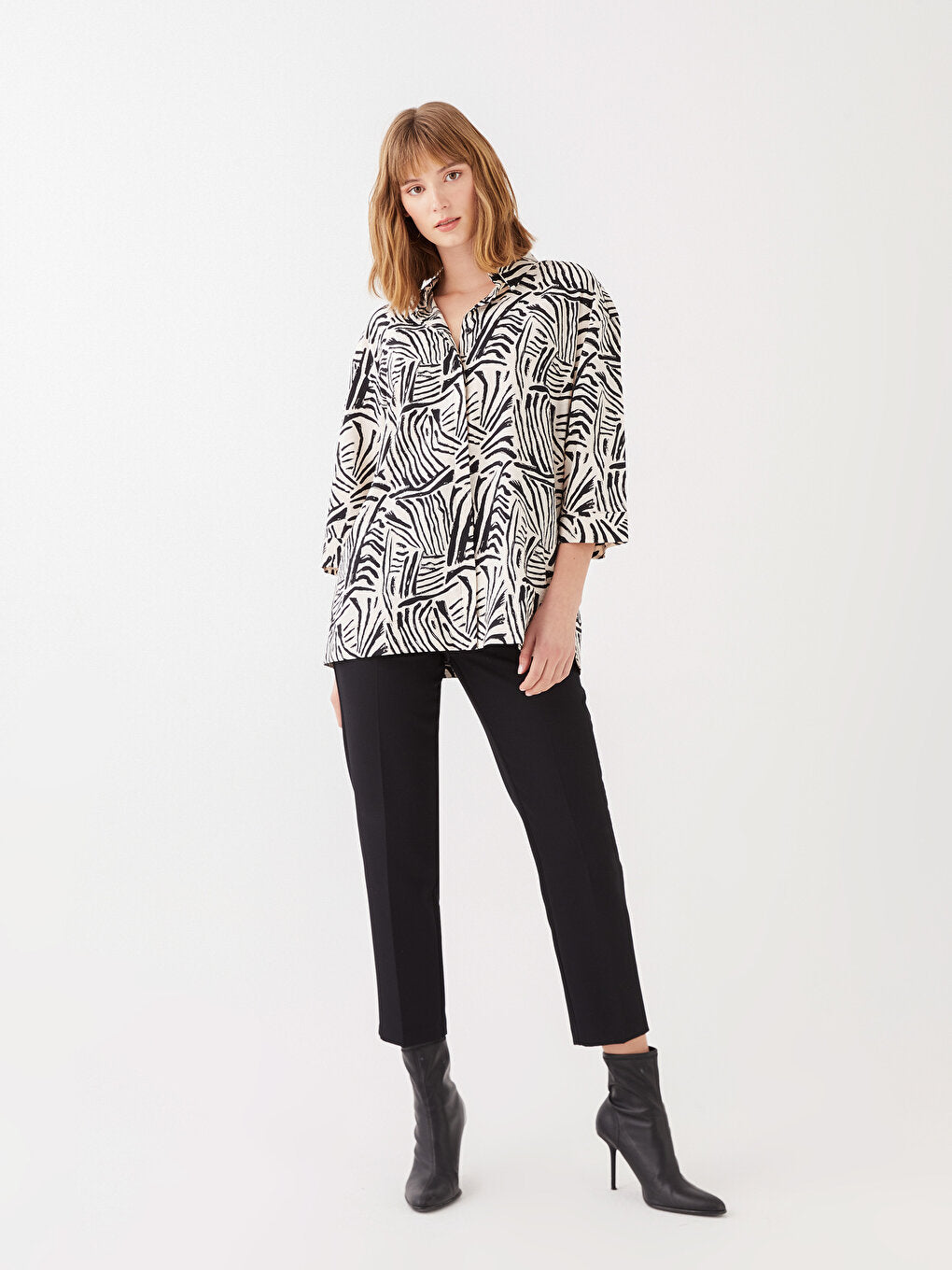 Patterned Oversize Women's Shirt