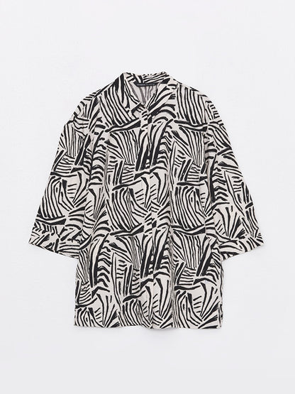 Patterned Oversize Women's Shirt