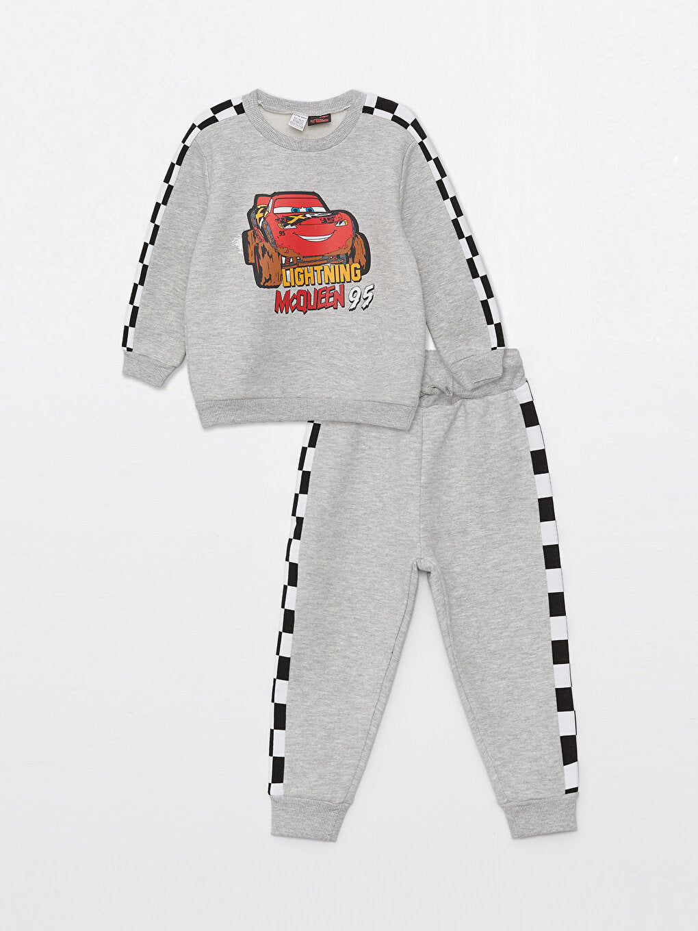 Crew Neck Long Sleeve Cars Printed Baby Boy Sweatshirt and Tracksuit Bottom 2-Piece Set