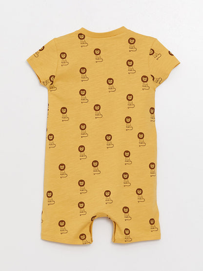 Crew Neck Short Sleeve Printed Baby Boy Jumpsuit