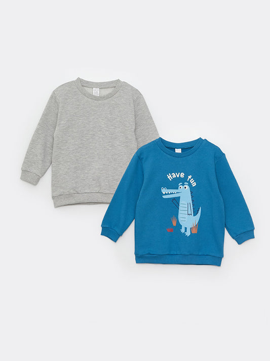 Crew Neck Long Sleeve Printed Baby Boy Sweatshirt 2-pack