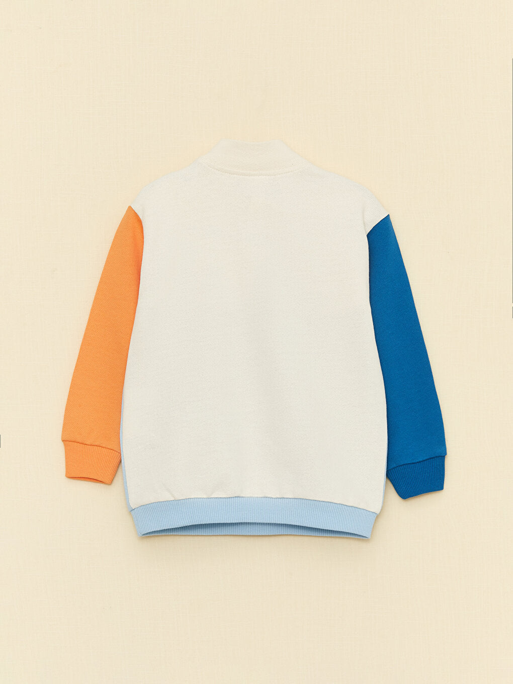 High Collar Long Sleeve Color Block Baby Boy Sweatshirt