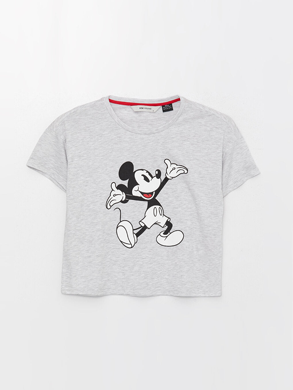 Crew Neck Mickey Mouse Printed Short Sleeve Women's Pajama Set with Shorts