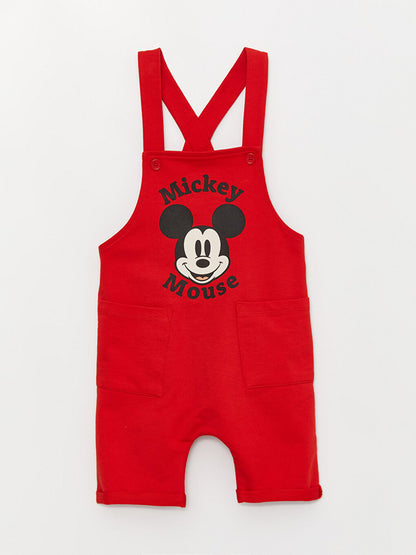 Crew Neck Short Sleeve Mickey Mouse Embroidered Baby Boy T-Shirt and Slings