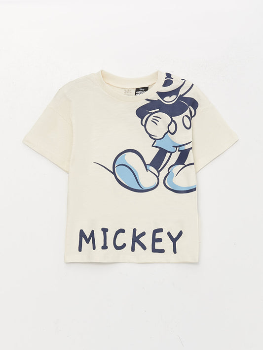 Crew Neck Short Sleeve Mickey Mouse Baby Boy T-Shirt