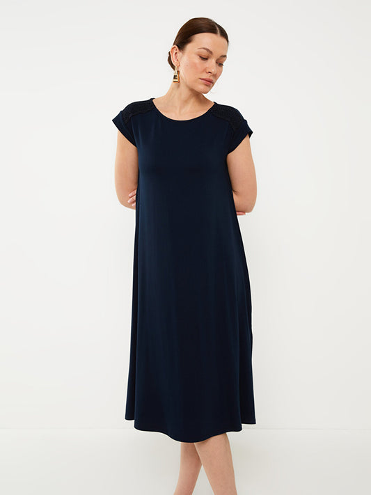 Crew Neck Straight Short Sleeve A-Line Women's Dress