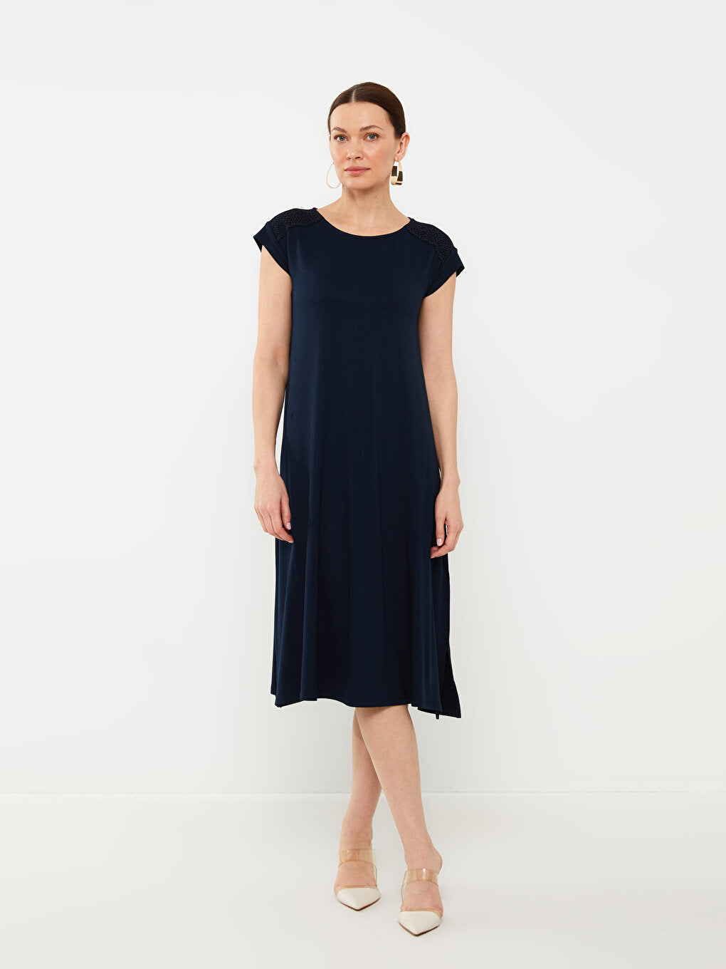 Crew Neck Straight Short Sleeve A-Line Women's Dress