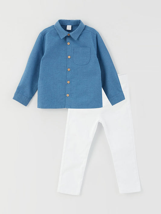 Long Sleeve Baby Boy Shirt and Trousers Set of 2