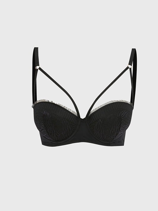 Underwire Half Padded Patterned Strapless Bra