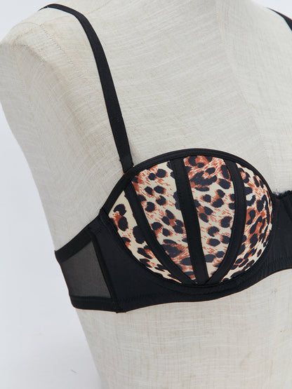 Underwire Half Padded Patterned Balconette Bra