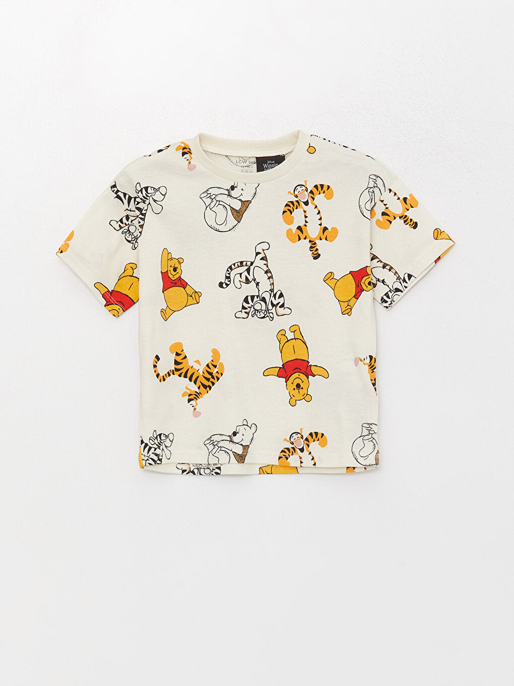 Crew Neck Short Sleeve Winnie the Pooh Printed Baby Boy T-Shirt