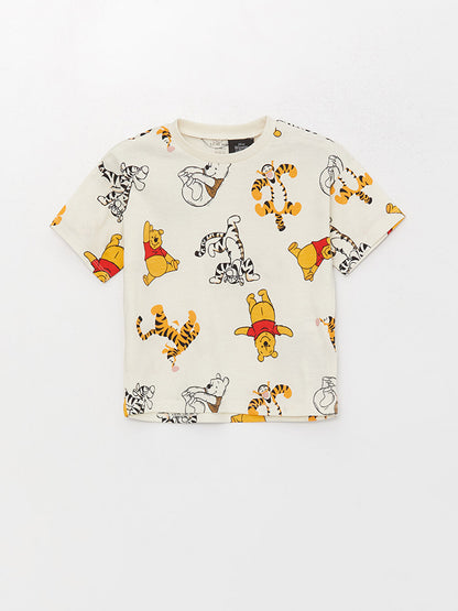 Crew Neck Short Sleeve Winnie the Pooh Printed Baby Boy T-Shirt