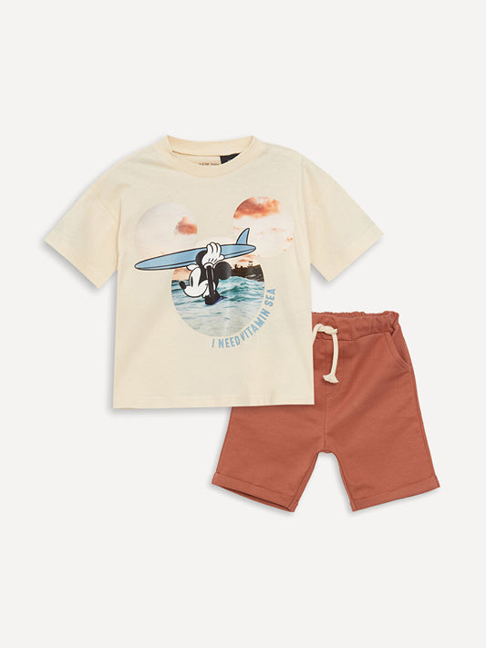 Crew Neck Baby Boy T-Shirt and Shorts, 2-pack