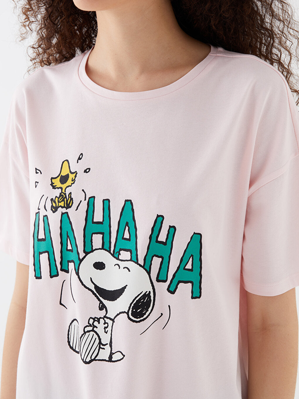 Crew Neck Snoopy Printed Short Sleeve Women's Pajama Set