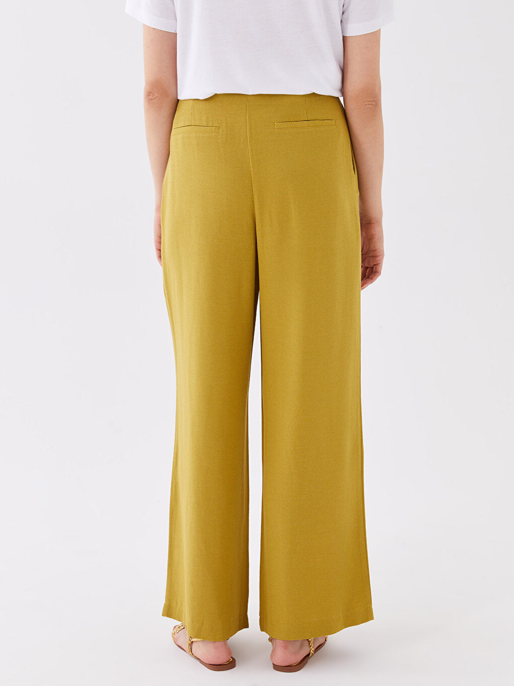 Comfortable Fit Plain Linen Blend Women's Trousers