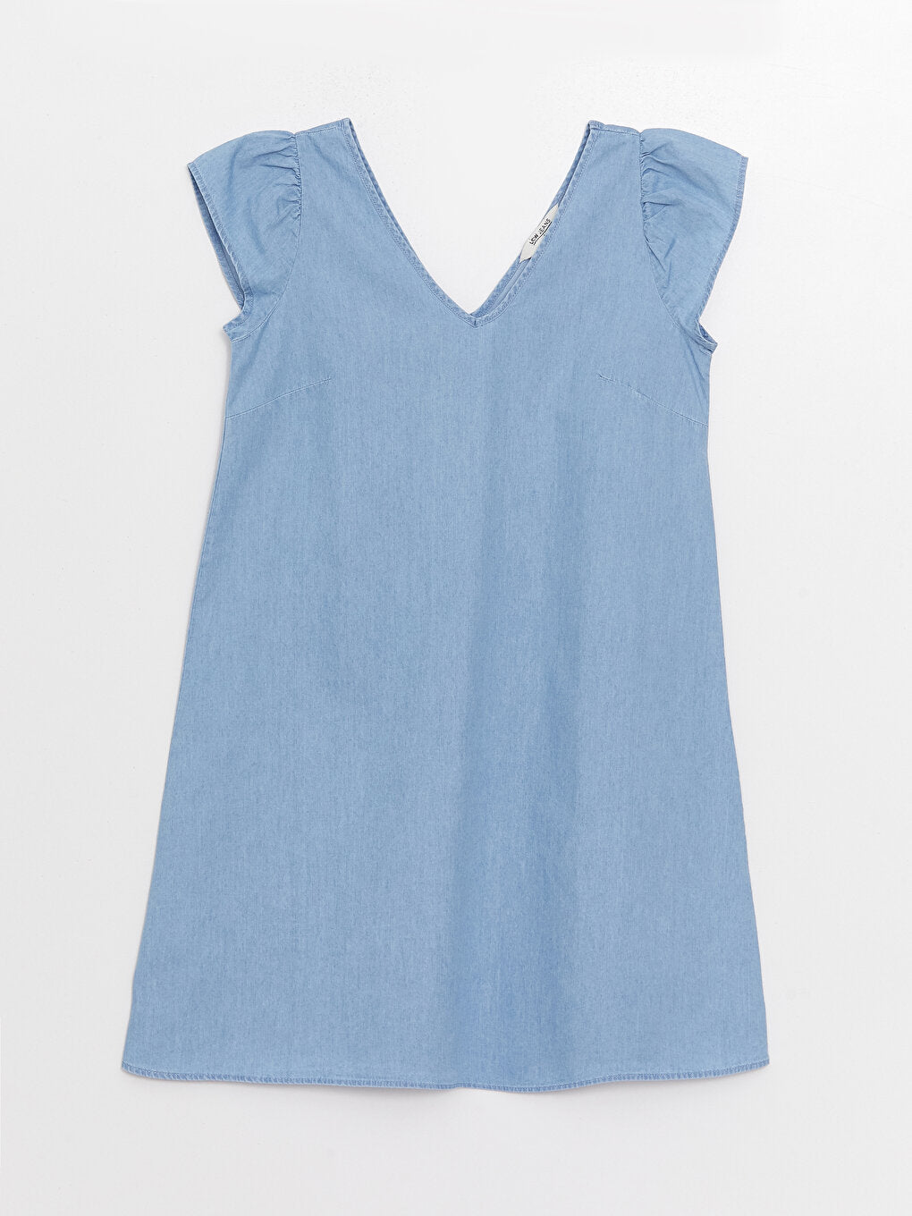 V-Neck Straight Short Sleeve Women's Jean Dress