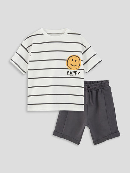 Crew Neck Baby Boy T-Shirt and Shorts, 2-pack