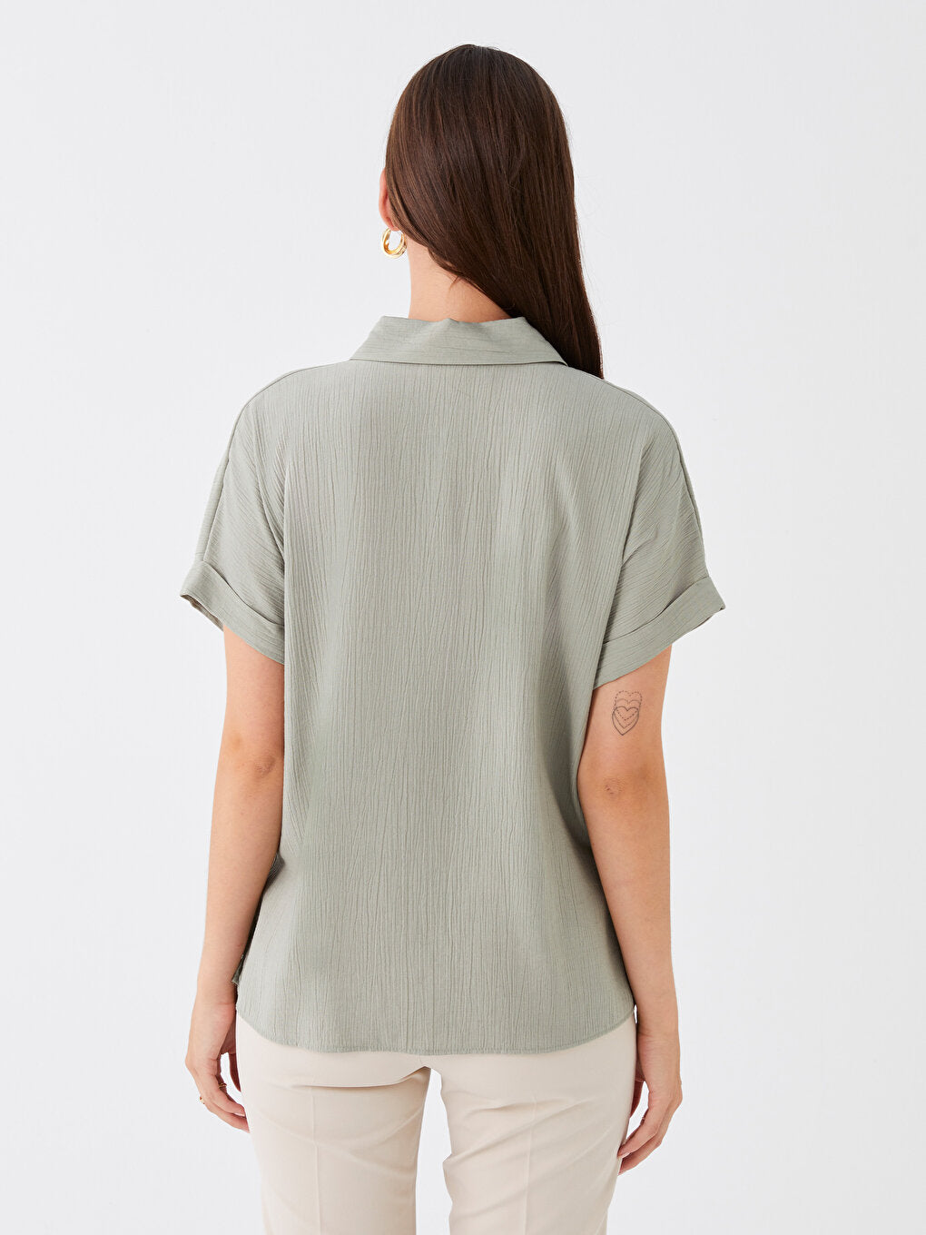 Plain Short Sleeve Oversize Women's Shirt