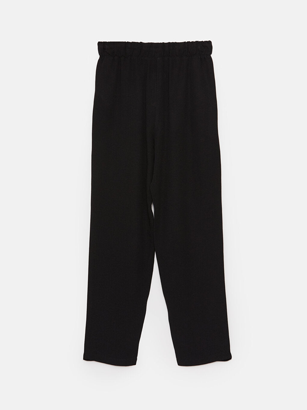 Plain Linen Blend Women's Trousers with Elastic Waist