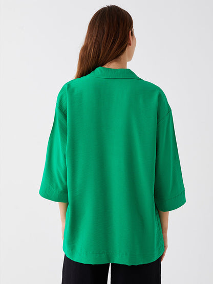 Shirt Collar Plain Oversize Women's Tunic