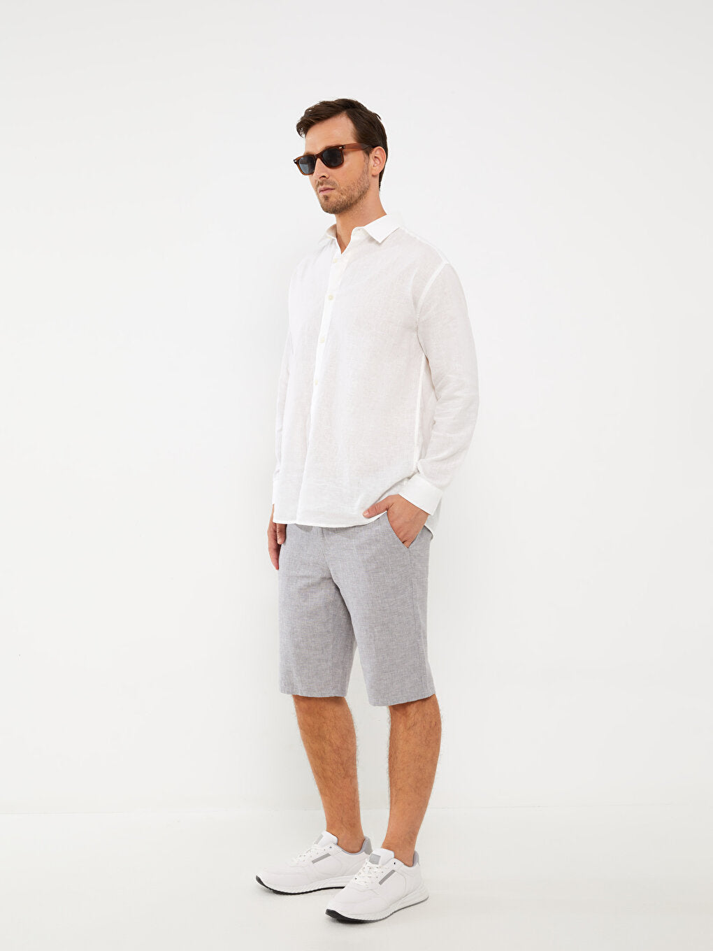 Standard Fit Linen Blend Men's Shorts