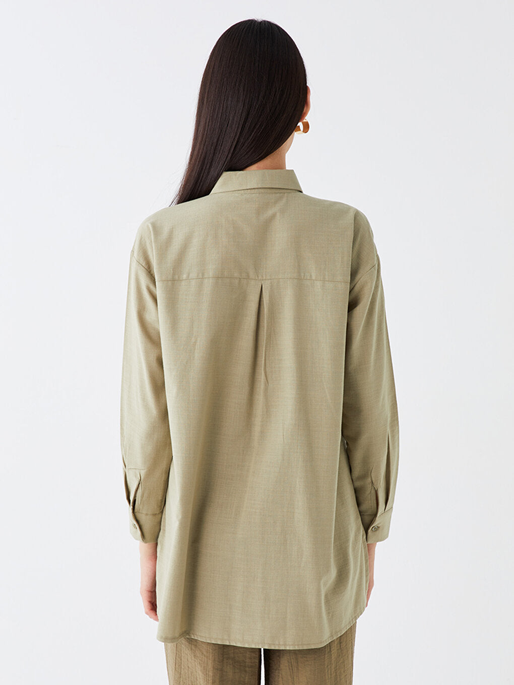 Plain Long Sleeve Women's Shirt Tunic