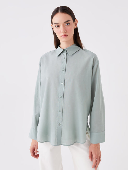 Plain Long Sleeve Oversize Women's Shirt