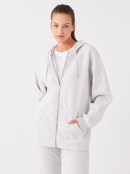 Hooded Oversize Women's Zipper Sweatshirt