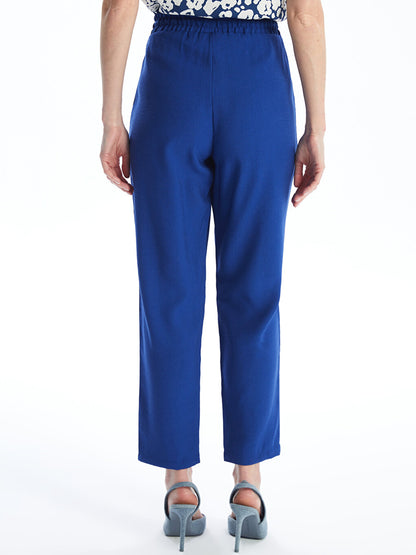 Carrot Cut Women's Trousers with Elastic Waist